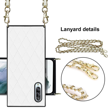 Elegant Rhombic Pattern Microfiber Leather +TPU Shockproof Case with Crossbody Strap Chain, For Samsung Galaxy A90 5G, For Samsung Galaxy Note10+, For Samsung Galaxy Note20 Ultra, For Samsung Galaxy S9+