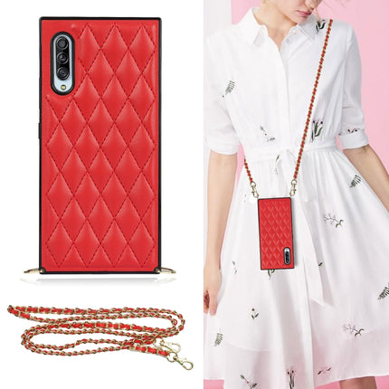 Elegant Rhombic Pattern Microfiber Leather +TPU Shockproof Case with Crossbody Strap Chain, For Samsung Galaxy A90 5G, For Samsung Galaxy Note10+, For Samsung Galaxy Note20 Ultra, For Samsung Galaxy S9+