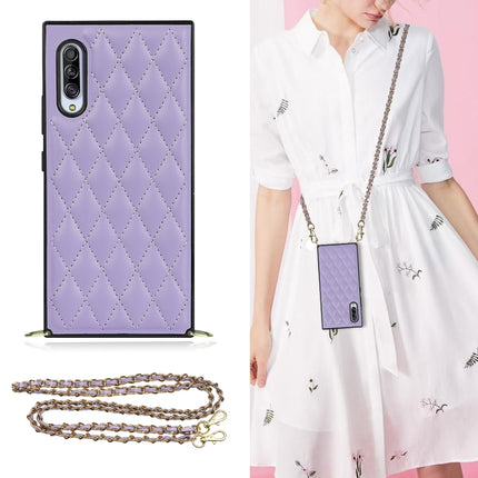 Elegant Rhombic Pattern Microfiber Leather +TPU Shockproof Case with Crossbody Strap Chain, For Samsung Galaxy A90 5G, For Samsung Galaxy Note10+, For Samsung Galaxy Note20 Ultra, For Samsung Galaxy S9+