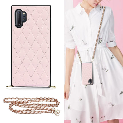 Elegant Rhombic Pattern Microfiber Leather +TPU Shockproof Case with Crossbody Strap Chain, For Samsung Galaxy A90 5G, For Samsung Galaxy Note10+, For Samsung Galaxy Note20 Ultra, For Samsung Galaxy S9+