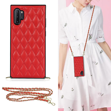 Elegant Rhombic Pattern Microfiber Leather +TPU Shockproof Case with Crossbody Strap Chain, For Samsung Galaxy A90 5G, For Samsung Galaxy Note10+, For Samsung Galaxy Note20 Ultra, For Samsung Galaxy S9+