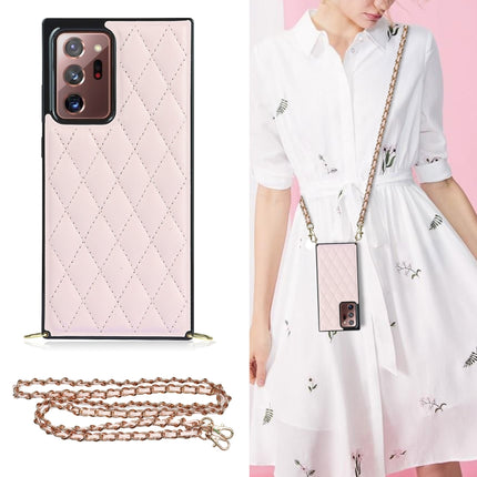 Elegant Rhombic Pattern Microfiber Leather +TPU Shockproof Case with Crossbody Strap Chain, For Samsung Galaxy A90 5G, For Samsung Galaxy Note10+, For Samsung Galaxy Note20 Ultra, For Samsung Galaxy S9+