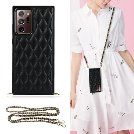 Elegant Rhombic Pattern Microfiber Leather +TPU Shockproof Case with Crossbody Strap Chain, For Samsung Galaxy A90 5G, For Samsung Galaxy Note10+, For Samsung Galaxy Note20 Ultra, For Samsung Galaxy S9+
