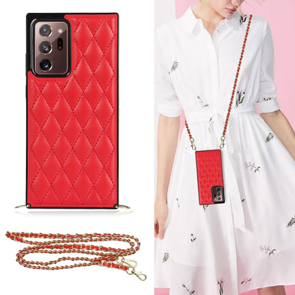 Elegant Rhombic Pattern Microfiber Leather +TPU Shockproof Case with Crossbody Strap Chain, For Samsung Galaxy A90 5G, For Samsung Galaxy Note10+, For Samsung Galaxy Note20 Ultra, For Samsung Galaxy S9+