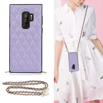 Elegant Rhombic Pattern Microfiber Leather +TPU Shockproof Case with Crossbody Strap Chain, For Samsung Galaxy A90 5G, For Samsung Galaxy Note10+, For Samsung Galaxy Note20 Ultra, For Samsung Galaxy S9+