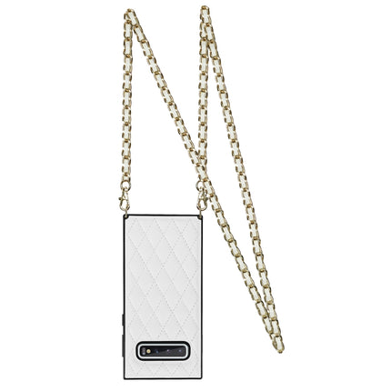 Elegant Rhombic Pattern Microfiber Leather +TPU Shockproof Case with Crossbody Strap Chain, For Samsung Galaxy S10, For Samsung Galaxy S10+, For Samsung Galaxy S10e, For Samsung Galaxy S20 Ultra