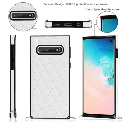 Elegant Rhombic Pattern Microfiber Leather +TPU Shockproof Case with Crossbody Strap Chain, For Samsung Galaxy S10, For Samsung Galaxy S10+, For Samsung Galaxy S10e, For Samsung Galaxy S20 Ultra