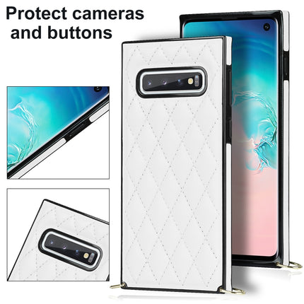 Elegant Rhombic Pattern Microfiber Leather +TPU Shockproof Case with Crossbody Strap Chain, For Samsung Galaxy S10, For Samsung Galaxy S10+, For Samsung Galaxy S10e, For Samsung Galaxy S20 Ultra