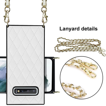 Elegant Rhombic Pattern Microfiber Leather +TPU Shockproof Case with Crossbody Strap Chain, For Samsung Galaxy S10, For Samsung Galaxy S10+, For Samsung Galaxy S10e, For Samsung Galaxy S20 Ultra