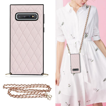 Elegant Rhombic Pattern Microfiber Leather +TPU Shockproof Case with Crossbody Strap Chain, For Samsung Galaxy S10, For Samsung Galaxy S10+, For Samsung Galaxy S10e, For Samsung Galaxy S20 Ultra