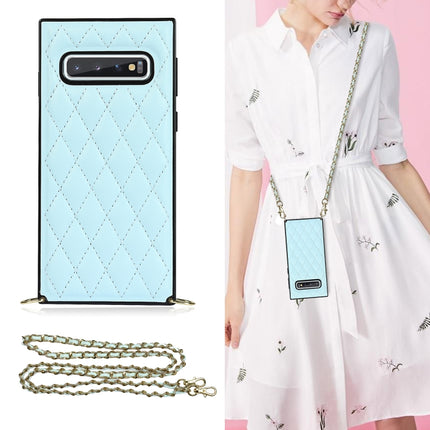 Elegant Rhombic Pattern Microfiber Leather +TPU Shockproof Case with Crossbody Strap Chain, For Samsung Galaxy S10, For Samsung Galaxy S10+, For Samsung Galaxy S10e, For Samsung Galaxy S20 Ultra