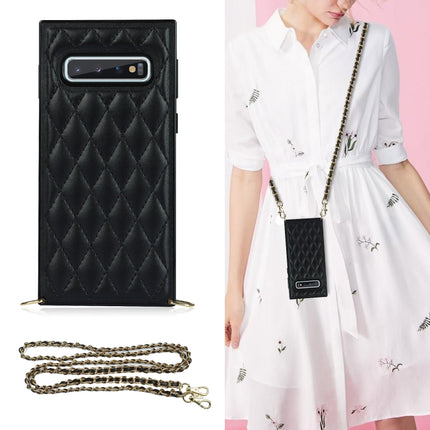 Elegant Rhombic Pattern Microfiber Leather +TPU Shockproof Case with Crossbody Strap Chain, For Samsung Galaxy S10, For Samsung Galaxy S10+, For Samsung Galaxy S10e, For Samsung Galaxy S20 Ultra