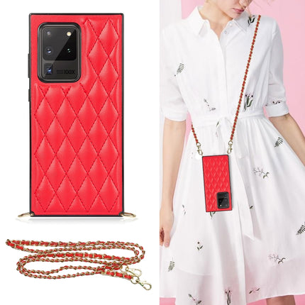 Elegant Rhombic Pattern Microfiber Leather +TPU Shockproof Case with Crossbody Strap Chain, For Samsung Galaxy S10, For Samsung Galaxy S10+, For Samsung Galaxy S10e, For Samsung Galaxy S20 Ultra