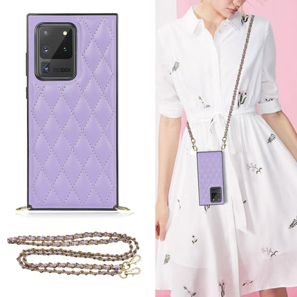 Elegant Rhombic Pattern Microfiber Leather +TPU Shockproof Case with Crossbody Strap Chain, For Samsung Galaxy S10, For Samsung Galaxy S10+, For Samsung Galaxy S10e, For Samsung Galaxy S20 Ultra