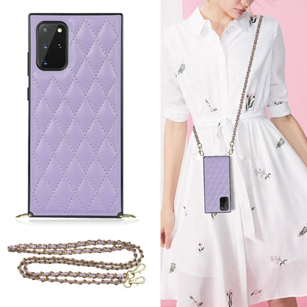 Elegant Rhombic Pattern Microfiber Leather +TPU Shockproof Case with Crossbody Strap Chain, For Samsung Galaxy S20, For Samsung Galaxy S20+, For Samsung Galaxy S21 5G, For Samsung Galaxy S21+ 5G