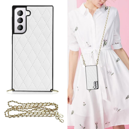 Elegant Rhombic Pattern Microfiber Leather +TPU Shockproof Case with Crossbody Strap Chain, For Samsung Galaxy S20, For Samsung Galaxy S20+, For Samsung Galaxy S21 5G, For Samsung Galaxy S21+ 5G