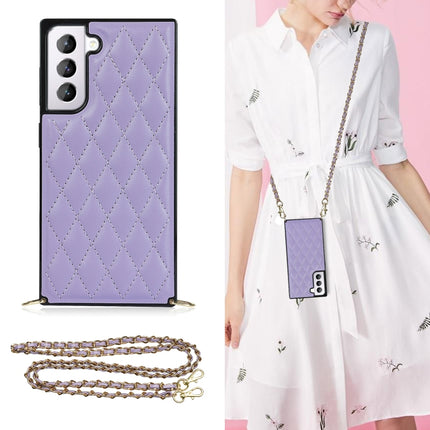 Elegant Rhombic Pattern Microfiber Leather +TPU Shockproof Case with Crossbody Strap Chain, For Samsung Galaxy S20, For Samsung Galaxy S20+, For Samsung Galaxy S21 5G, For Samsung Galaxy S21+ 5G