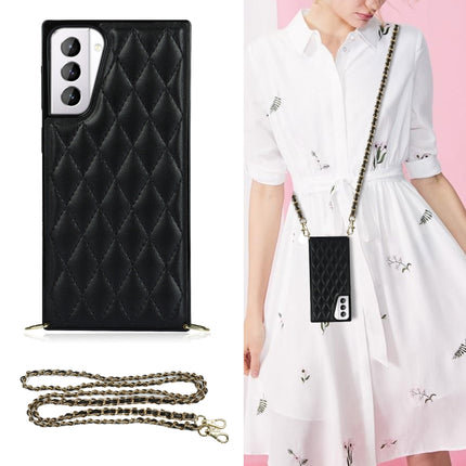 Elegant Rhombic Pattern Microfiber Leather +TPU Shockproof Case with Crossbody Strap Chain, For Samsung Galaxy S20, For Samsung Galaxy S20+, For Samsung Galaxy S21 5G, For Samsung Galaxy S21+ 5G