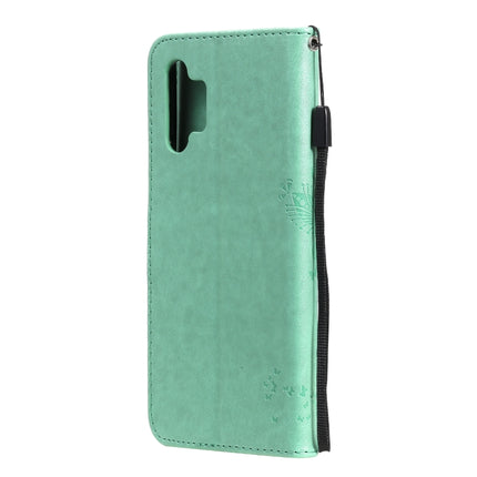 Tree & Cat Pattern Pressed Printing Horizontal Flip PU Leather Case with Holder & Card Slots & Wallet & Lanyard, For Samsung Galaxy A32 4G, For Samsung Galaxy S21 FE