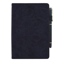 Funda de piel con relieve y diseño plegable doble con ranuras para tarjetas, soporte, ranura para bolígrafo y banda elástica, para iPad Pro de 9,7 pulgadas, para iPad 10,2 2021/2020/2019, para iPad 4, 3 y 2, para iPad Mini 2019, 4, 3 y 2