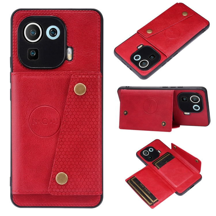 Double Buckle PU + TPU Shockproof Magnetic Protective Case with Card Slot & Holder, For Xiaomi Redmi Note 10 Pro Max, For Xiaomi Mi 11 Ultra, For Xiaomi Mi 11 Pro, For Xiaomi Mi 11 Lite