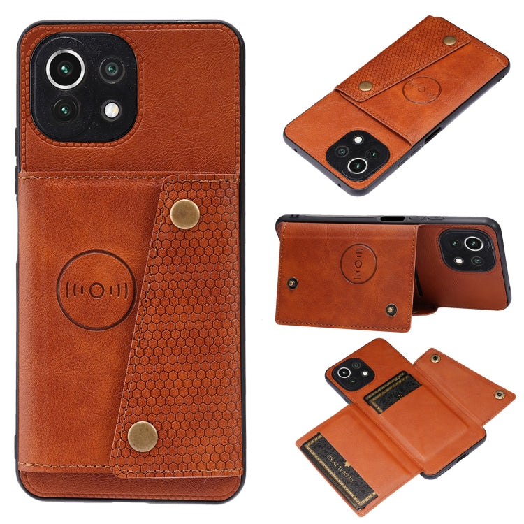 Double Buckle PU + TPU Shockproof Magnetic Protective Case with Card Slot & Holder, For Xiaomi Redmi Note 10 Pro Max, For Xiaomi Mi 11 Ultra, For Xiaomi Mi 11 Pro, For Xiaomi Mi 11 Lite