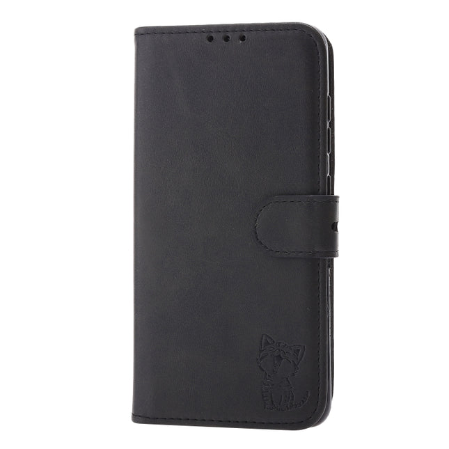 Embossed Happy Cat Pattern Horizontal Flip Leather Case with Holder & Card Slots & Wallet, For Samsung Galaxy S21 FE, For Samsung Galaxy A12, For Samsung Galaxy A22 4G, For Samsung Galaxy A22 5G EU Version
