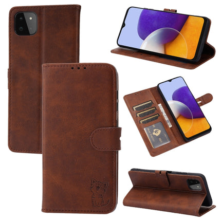 Embossed Happy Cat Pattern Horizontal Flip Leather Case with Holder & Card Slots & Wallet, For Samsung Galaxy S21 FE, For Samsung Galaxy A12, For Samsung Galaxy A22 4G, For Samsung Galaxy A22 5G EU Version