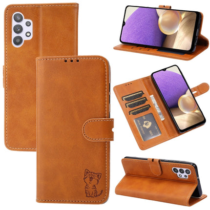 Embossed Happy Cat Pattern Horizontal Flip Leather Case with Holder & Card Slots & Wallet, For Samsung Galaxy A32 4G, For Samsung Galaxy A32 5G, For Samsung Galaxy A52 5G / 4G, For Samsung Galaxy A72 5G / 4G