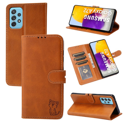 Embossed Happy Cat Pattern Horizontal Flip Leather Case with Holder & Card Slots & Wallet, For Samsung Galaxy A32 4G, For Samsung Galaxy A32 5G, For Samsung Galaxy A52 5G / 4G, For Samsung Galaxy A72 5G / 4G