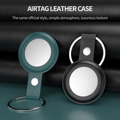 PU Leather Case Shockproof Anti-scratch Protective Cover with Keychain Ring Loop, For AirTag