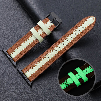 Cowhide Leather Luminous Replacement Strap Watchband, For Apple Watch Series 7  41mm / & 6 & SE & 5 & 4 40mm, For Apple Watch Series  7  45mm / & 6 & SE & 5 & 4 44mm
