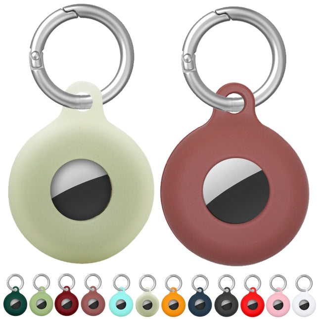 Doppelseitige, hohle, kratzfeste, stoßfeste Schutzhülle aus Silikon mit Schlüsselanhänger-Hakenschlaufe für AirTag