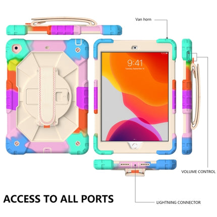 Estuche protector de silicona y policarbonato a prueba de golpes con diseño de robot en color de contraste, con soporte y correa para el hombro, para iPad 10.2 2021/2020/2019