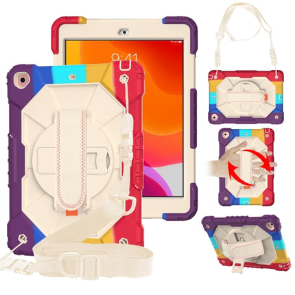 Estuche protector de silicona y policarbonato a prueba de golpes con diseño de robot en color de contraste, con soporte y correa para el hombro, para iPad 10.2 2021/2020/2019