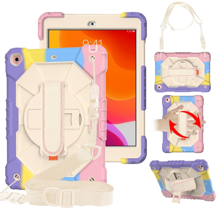 Estuche protector de silicona y policarbonato a prueba de golpes con diseño de robot en color de contraste, con soporte y correa para el hombro, para iPad 10.2 2021/2020/2019