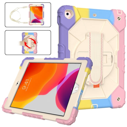 Stoßfeste Schutzhülle aus Silikon und PC mit Robotermotiv in Kontrastfarbe, mit Halterung und Schultergurt, für iPad 10.2 2021/2020/2019