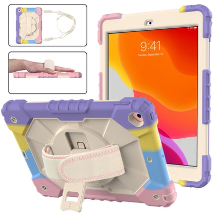Stoßfeste Schutzhülle aus Silikon und PC mit Robotermotiv in Kontrastfarbe, mit Halterung und Schultergurt, für iPad 10.2 2021/2020/2019