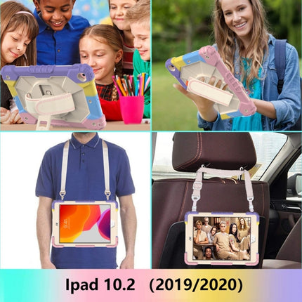 Stoßfeste Schutzhülle aus Silikon und PC mit Robotermotiv in Kontrastfarbe, mit Halterung und Schultergurt, für iPad 10.2 2021/2020/2019