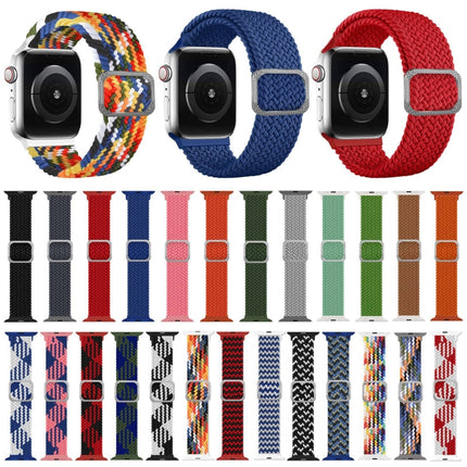Buckle Braided Elastic Strap Watch Band For Apple Watch Series 9&8&7 41mm / SE 3&SE 2&6&SE&5&4 40mm / 3&2&1 38mm(Rainbow Color), For Apple Watch Series 8&7 41mm / SE 2&6&SE&5&4 40mm / 3&2&1 38mm