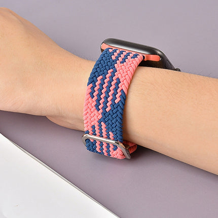 Buckle Braided Elastic Strap Watch Band For Apple Watch Series 9&8&7 41mm / SE 3&SE 2&6&SE&5&4 40mm / 3&2&1 38mm(Rainbow Color), For Apple Watch Series 8&7 41mm / SE 2&6&SE&5&4 40mm / 3&2&1 38mm