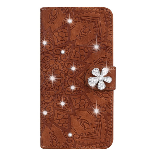 Doppelt faltbares, geprägtes Lederetui mit Kalbsmuster und Diamant-Mandala-Muster, mit Geldbörse, Halterung und Kartenfächern, für iPhone 6/6s, für iPhone 6 Plus/6s Plus, für iPhone 7/8, für iPhone 7 Plus/8 Plus, für iPhone X/XS, für iPhone XR