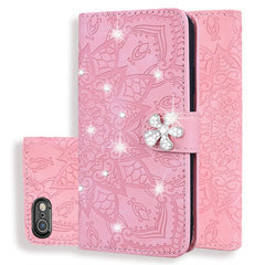 Calf Pattern Diamond Mandala Double Folding Design Embossed Leather Case with Wallet & Holder & Card Slots, For iPhone 6 / 6s, For iPhone 6 Plus / 6s Plus, For iPhone 7 / 8, For iPhone 7 Plus / 8 Plus, For iPhone X / XS, For iPhone XR