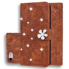 Calf Pattern Diamond Mandala Double Folding Design Embossed Leather Case with Wallet & Holder & Card Slots, For iPhone 6 / 6s, For iPhone 6 Plus / 6s Plus, For iPhone 7 / 8, For iPhone 7 Plus / 8 Plus, For iPhone X / XS, For iPhone XR