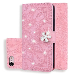 Calf Pattern Diamond Mandala Double Folding Design Embossed Leather Case with Wallet & Holder & Card Slots, For iPhone 6 / 6s, For iPhone 6 Plus / 6s Plus, For iPhone 7 / 8, For iPhone 7 Plus / 8 Plus, For iPhone X / XS, For iPhone XR