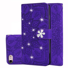 Calf Pattern Diamond Mandala Double Folding Design Embossed Leather Case with Wallet & Holder & Card Slots, For iPhone 6 / 6s, For iPhone 6 Plus / 6s Plus, For iPhone 7 / 8, For iPhone 7 Plus / 8 Plus, For iPhone X / XS, For iPhone XR