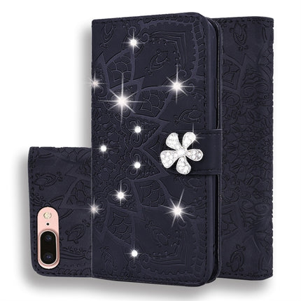 Doppelt faltbares, geprägtes Lederetui mit Kalbsmuster und Diamant-Mandala-Muster, mit Geldbörse, Halterung und Kartenfächern, für iPhone 6/6s, für iPhone 6 Plus/6s Plus, für iPhone 7/8, für iPhone 7 Plus/8 Plus, für iPhone X/XS, für iPhone XR