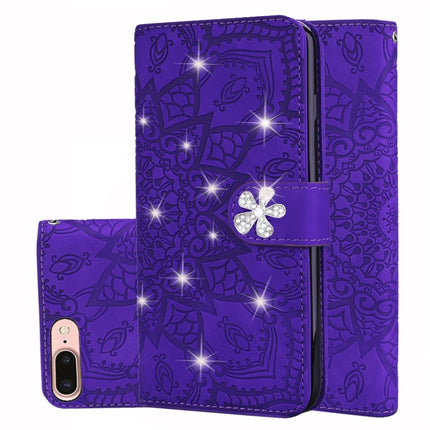 Doppelt faltbares, geprägtes Lederetui mit Kalbsmuster und Diamant-Mandala-Muster, mit Geldbörse, Halterung und Kartenfächern, für iPhone 6/6s, für iPhone 6 Plus/6s Plus, für iPhone 7/8, für iPhone 7 Plus/8 Plus, für iPhone X/XS, für iPhone XR