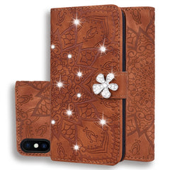 Calf Pattern Diamond Mandala Double Folding Design Embossed Leather Case with Wallet & Holder & Card Slots, For iPhone 6 / 6s, For iPhone 6 Plus / 6s Plus, For iPhone 7 / 8, For iPhone 7 Plus / 8 Plus, For iPhone X / XS, For iPhone XR