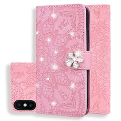 Calf Pattern Diamond Mandala Double Folding Design Embossed Leather Case with Wallet & Holder & Card Slots, For iPhone 6 / 6s, For iPhone 6 Plus / 6s Plus, For iPhone 7 / 8, For iPhone 7 Plus / 8 Plus, For iPhone X / XS, For iPhone XR